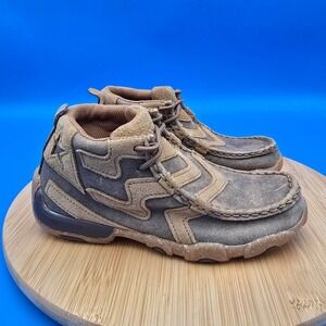Twisted X Brown Suede Leather Lace Up Ankle Boots Kid's Western Style Shoes 13.5